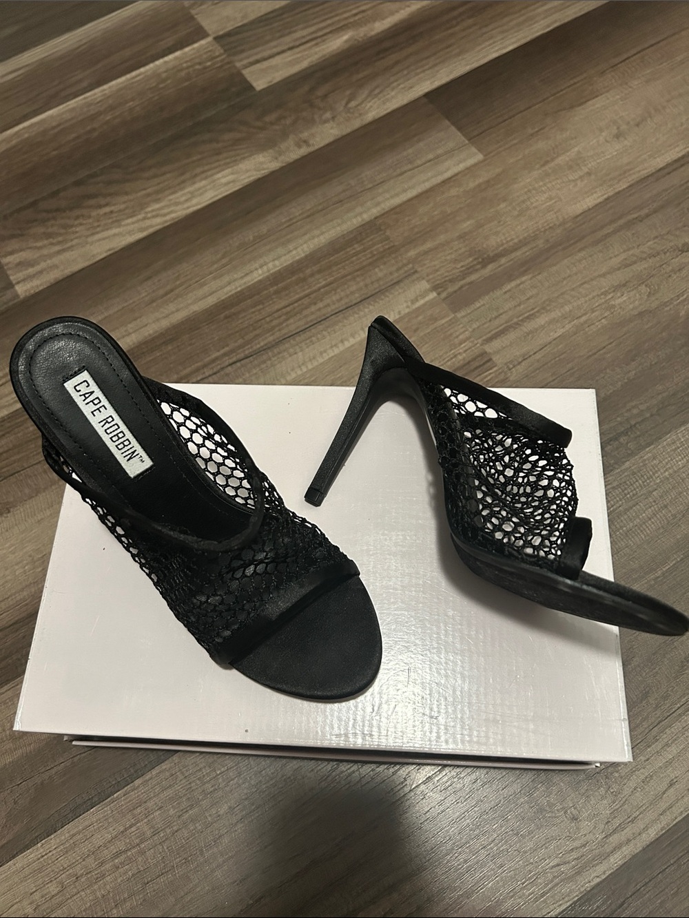 Cape Robbin Black Mesh Stiletto Mule Heels